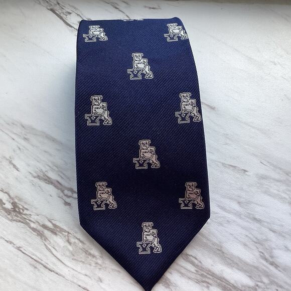 Yale University Men’s Rep Tie, Navy 100% Silk, Handsome Dan Bulldog, Yalie, Elis - Picture 3 of 7
